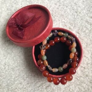 Colorful Beaded Bracelet Set with Gift Box – Natural Stone Design